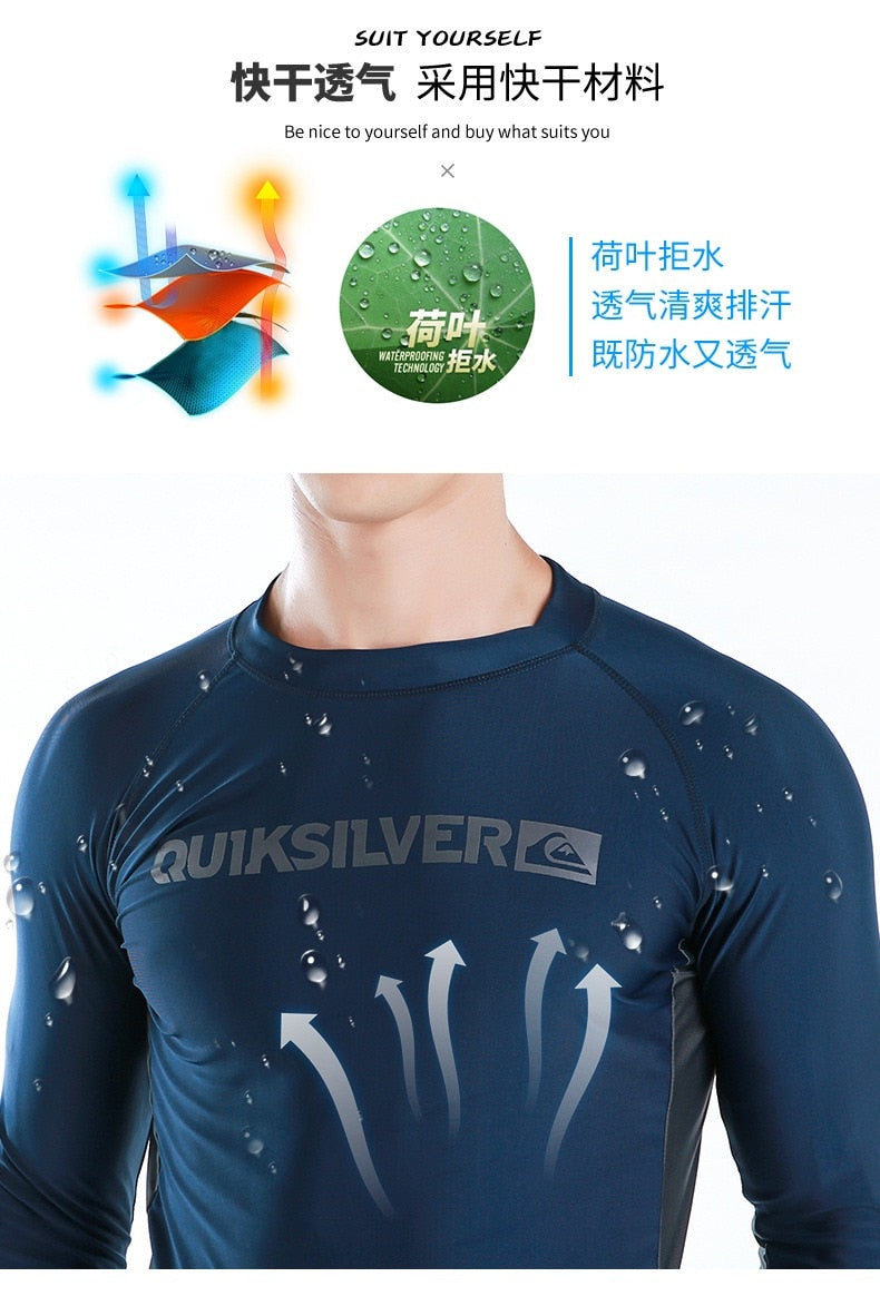 M-6XL UV Protection Lycra Rashguard Men Long Sleeve Swimsuit Swim Rash Guard Quick Dry Surf Driving T Shirt For Swimming 6XL