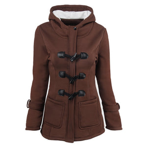 Ladies Fashion Quintessentially British Duffle Coat with Hood, Shearling Style Lining and Toggle Fasteners - Just The Thing To Keep You Warm Whilst Looking Good