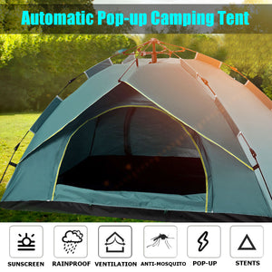 OutdoorAutomatic Camping Tent 3-4 Person Family Tent Double Layer Instant Setup Protable Backpacking Tent Sun Shelter for Hiking