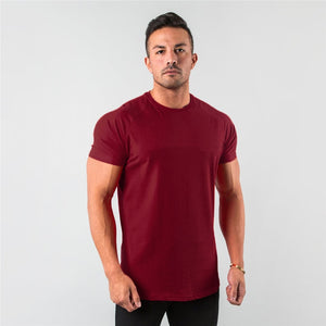 New Stylish Plain Tops Fitness Mens T Shirt Short Sleeve Muscle Joggers Bodybuilding Tshirt Male Gym Clothes Slim Fit Tee Shirt