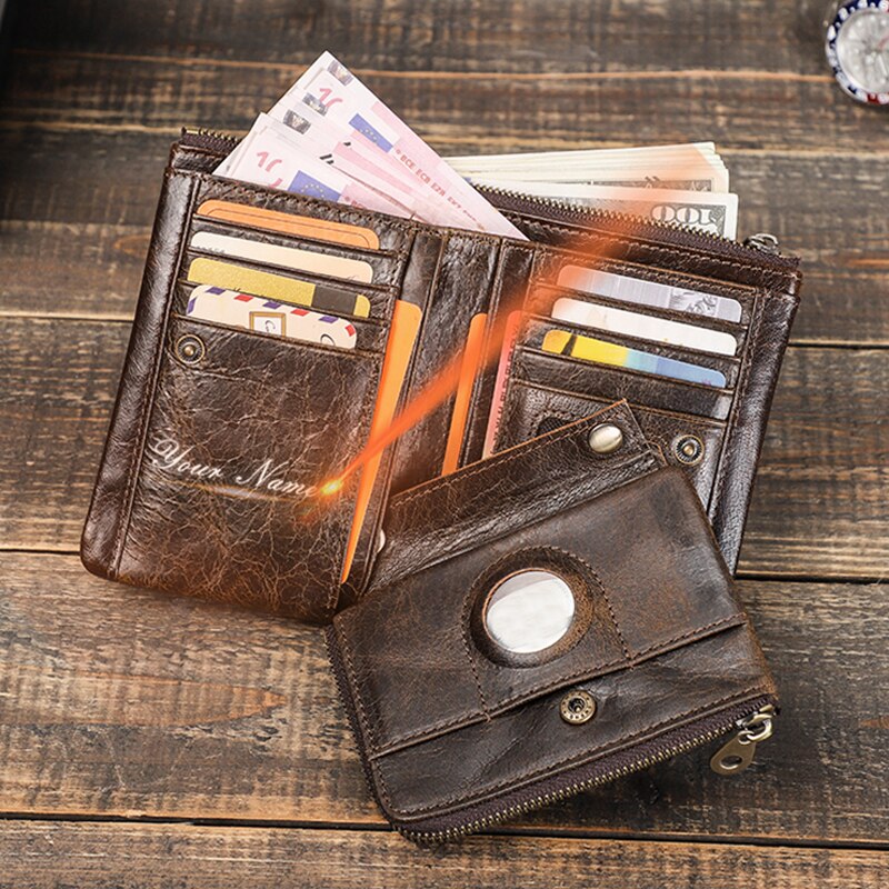 CRAZY HORSE Crackle Oil Genuine Leather Short Bifold Stylish Wallet High Quality Genuine Leather Wallet For Travel Documents/Credit Cards/Driver's Licence/Money