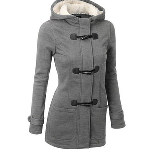 Ladies Fashion Quintessentially British Duffle Coat with Hood, Shearling Style Lining and Toggle Fasteners - Just The Thing To Keep You Warm Whilst Looking Good