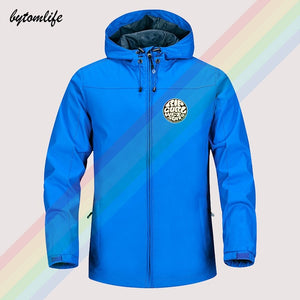 Rip White Letters In The Circle Curl Autumn Winter Sailing Hiking Outdoor Hooded Windproof Jacket Men Quality Soft Asian Size