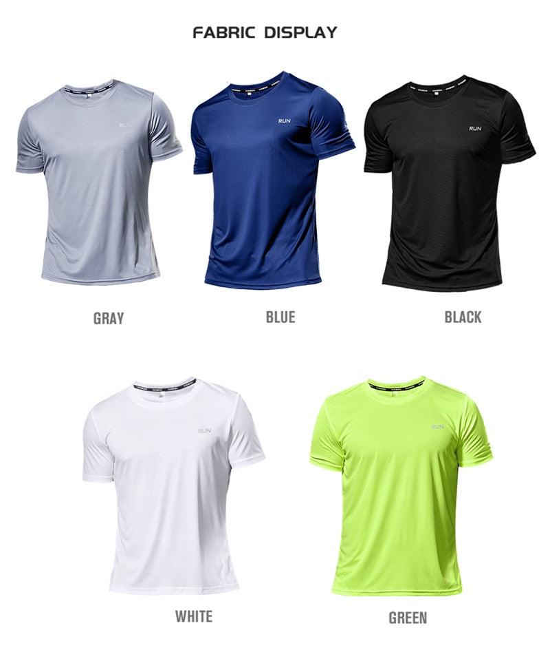 High Quality Polyester Men Running T Shirt Quick Dry Fitness Shirt Training Exercise Clothes Gym Sport Shirt Tops Lightweight