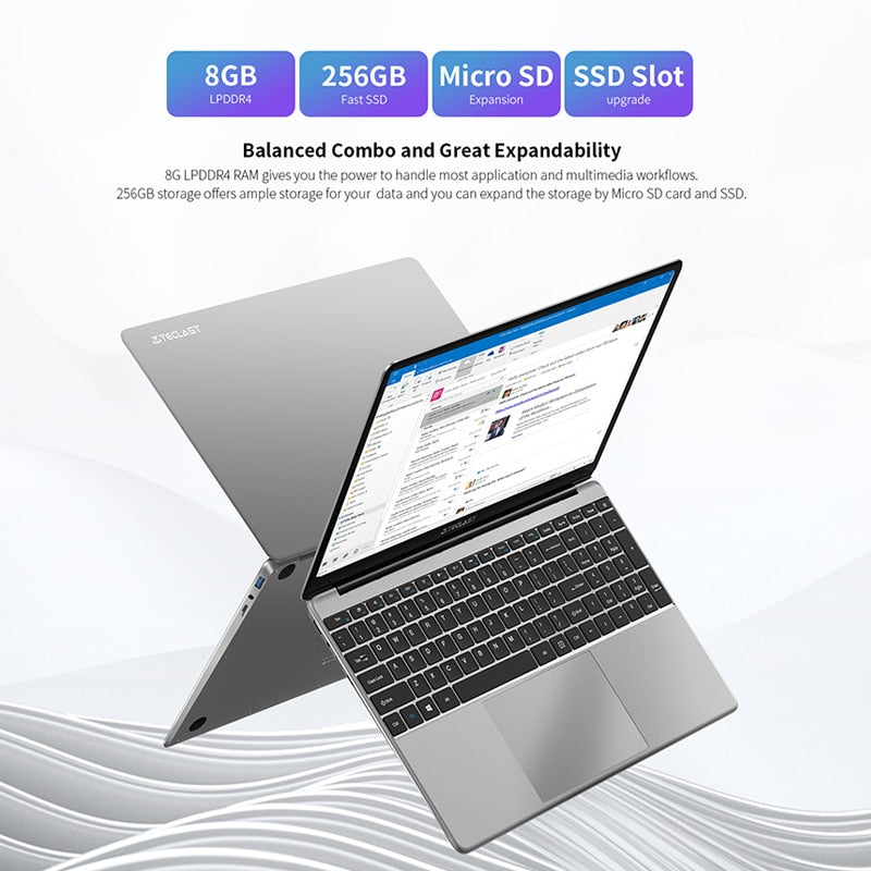 Teclast F15 Plus 15.6 Inch Ultra Light Laptop 1920x1080 FHD 8GB RAM 256GB SSD Windows 10 Intel Gemini Lake N4120 USB3.0 Notebook