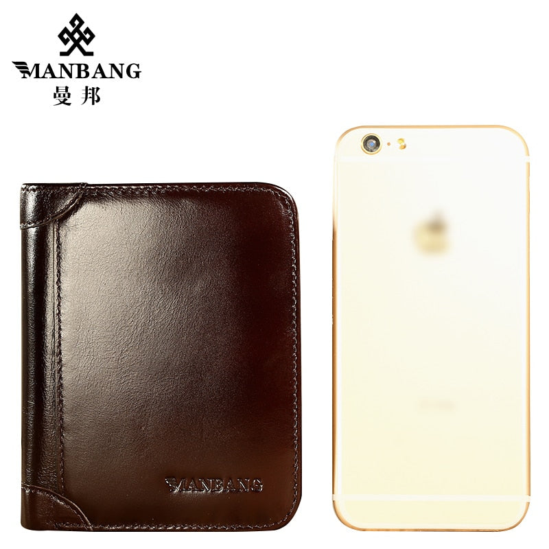 ManBang High Quality Classic American/European Style Wallet  High Quality Genuine Leather Mens Wallet RFID Blocking For Passport/Credit Cards/Slim Cell Phone/Driver's Licence/Money