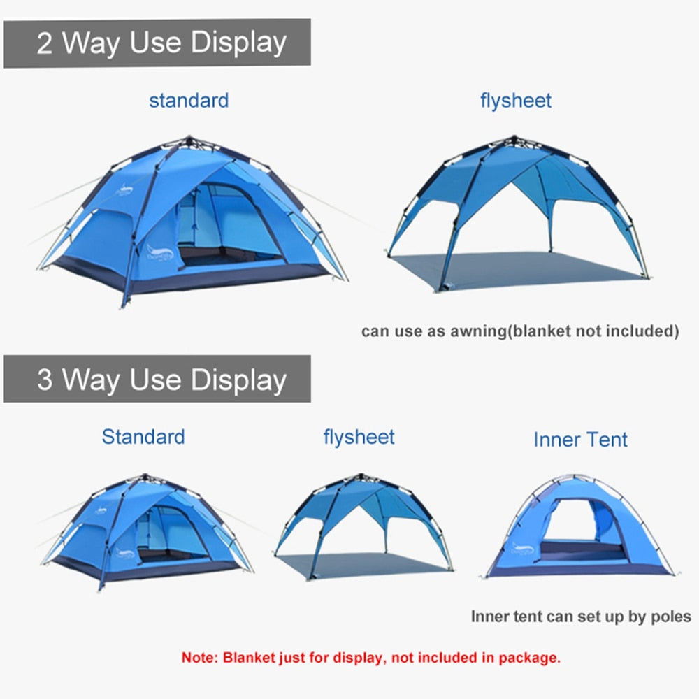 Desert Fox Automatic Tent 3-4 Person Camping Tent,Easy Instant Setup Protable Backpacking for Sun Shelter,Travelling,Hiking