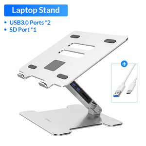 ORICO 4 Port USB3.0 Foldable Laptop Stand Aluminum Notebook Riser Desktop Laptop Cooling Stand for MacBook Dell