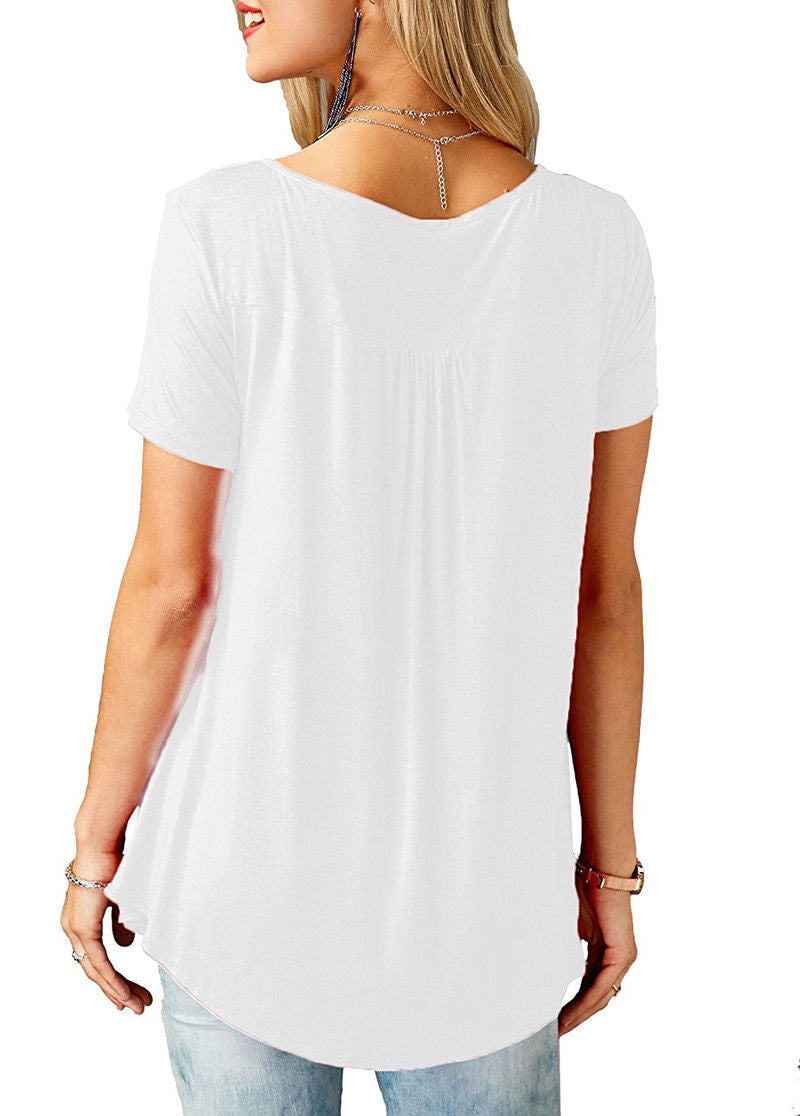 Ladies Casual Short Sleeve Loose Pleated Tops Available in a Selection of Colours