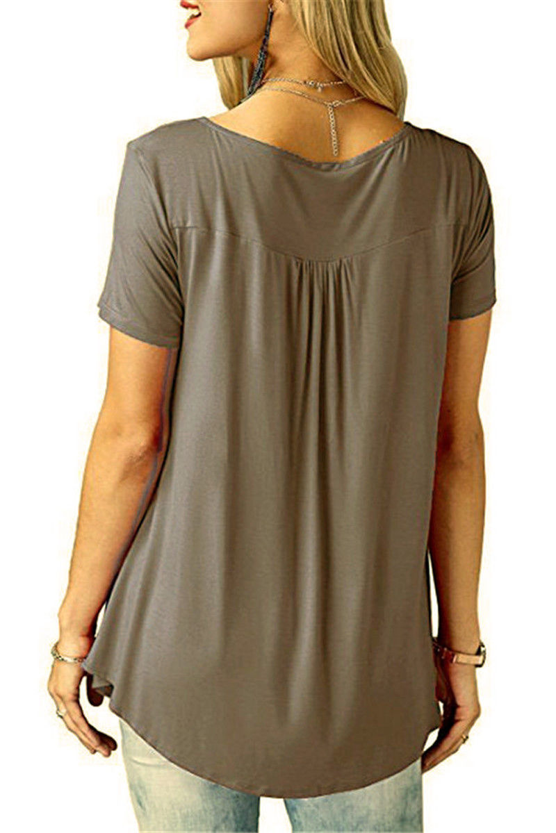 Ladies Casual Short Sleeve Loose Pleated Tops Available in a Selection of Colours