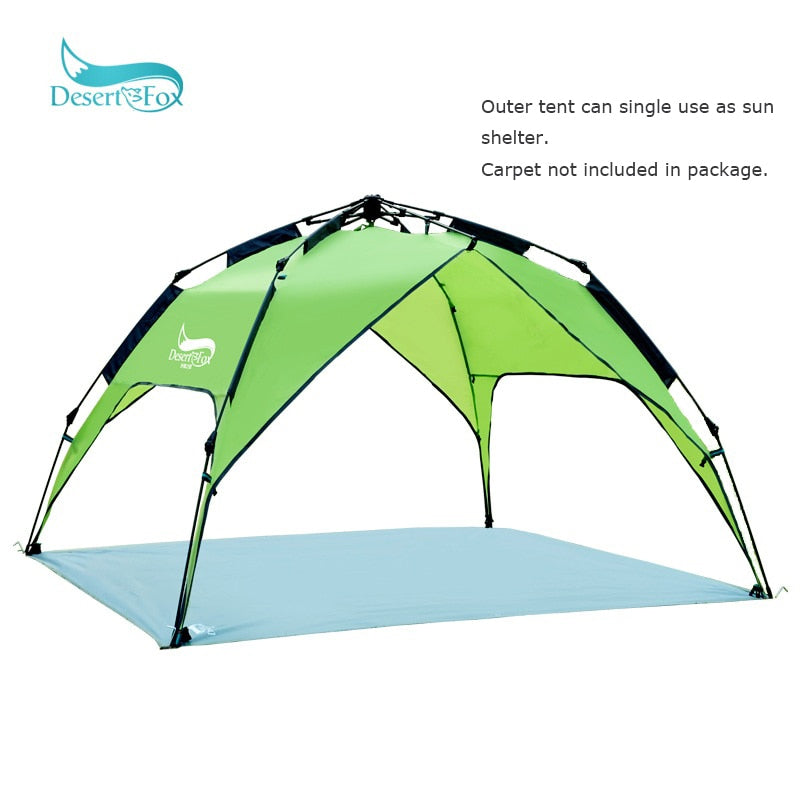 Desert Fox Automatic Tent 3-4 Person Camping Tent,Easy Instant Setup Protable Backpacking for Sun Shelter,Travelling,Hiking