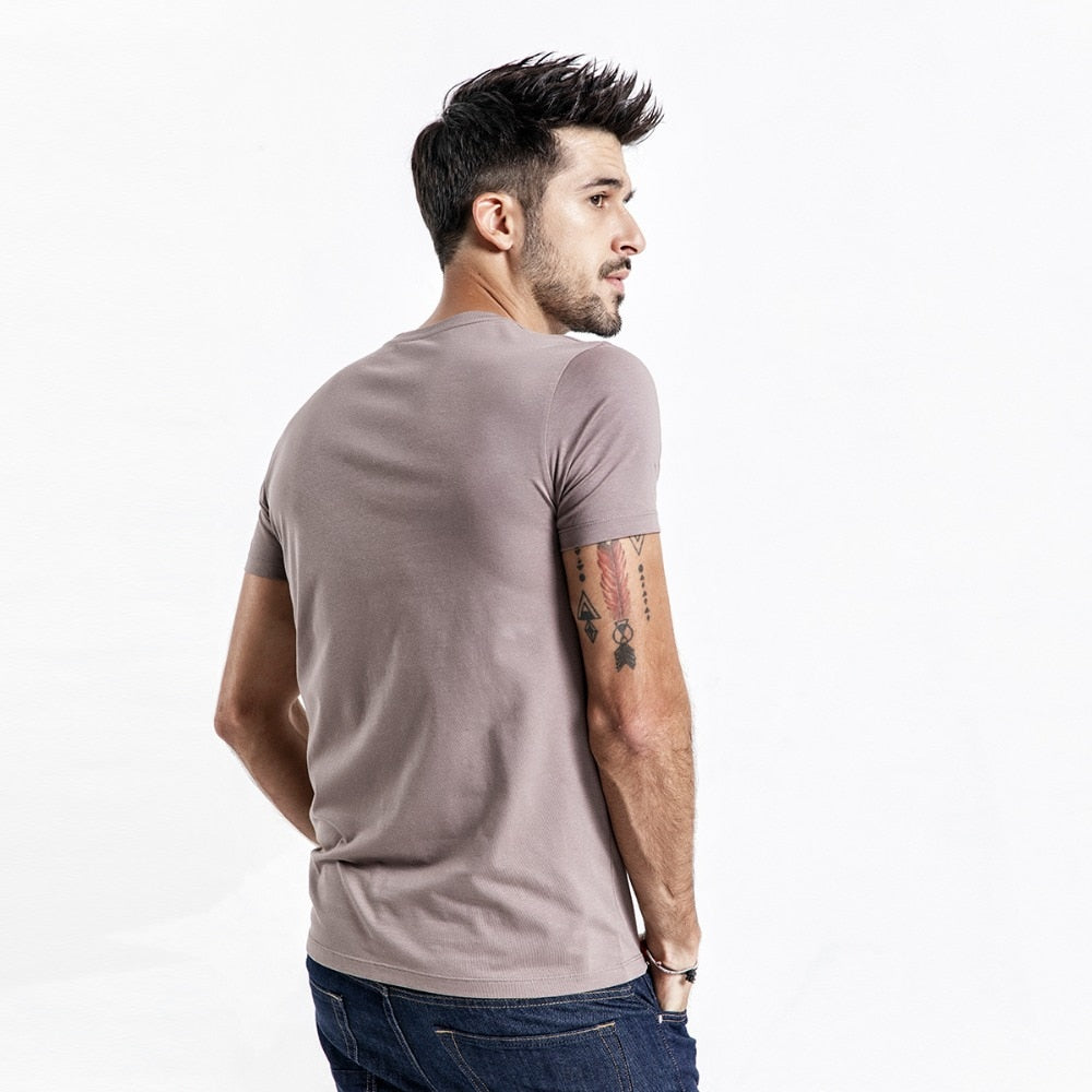 SIMWOOD 2025/26 Summer New Solid Basic t shirt Men Skinny O-neck Cotton Slim Fit tshirt Male High Quality Breathable Tees 190115