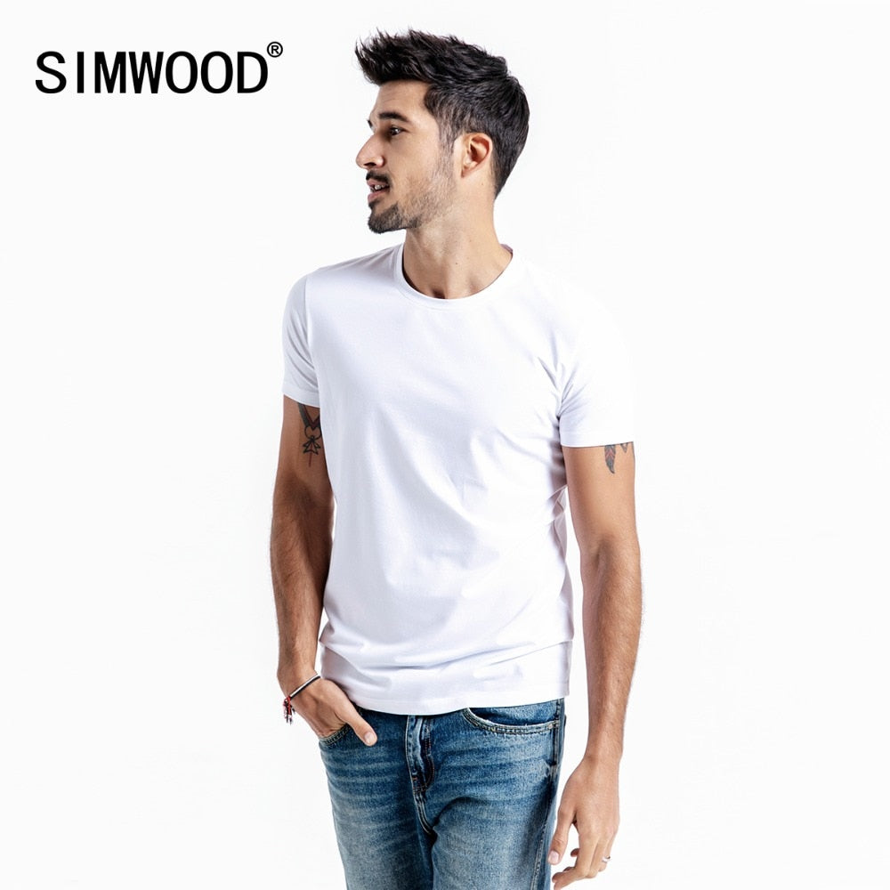 SIMWOOD 2025/26 Summer New Solid Basic t shirt Men Skinny O-neck Cotton Slim Fit tshirt Male High Quality Breathable Tees 190115