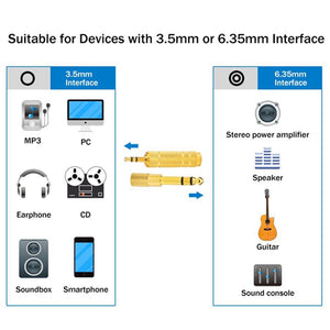 4pcs/set 3.5mm to 6.5mm 6.35mm Male to Feamle Audio Cable Adapter 6.5 6.35 Plug 3.5 Jack Stereo AUX Converter Amplifier Free