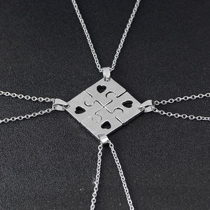 Necklace Set For Friends Interlocking Jigsaw Puzzle Pendant Necklace Friendship Jewelry BFF Necklaces Best Friends Forever For 4