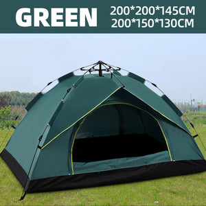 OutdoorAutomatic Camping Tent 3-4 Person Family Tent Double Layer Instant Setup Protable Backpacking Tent Sun Shelter for Hiking