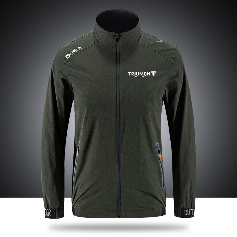 Triumph Breathable Jacket Mens Outdoor Zippered Light Soft Fashion Casual Front Printing Sportswear Motorcycle