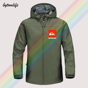 Quiksilver Red Square Background Winter Jacket Men Lightweight Hooded Zipper Waterproof Coat Windproof Outdoor Sportswear