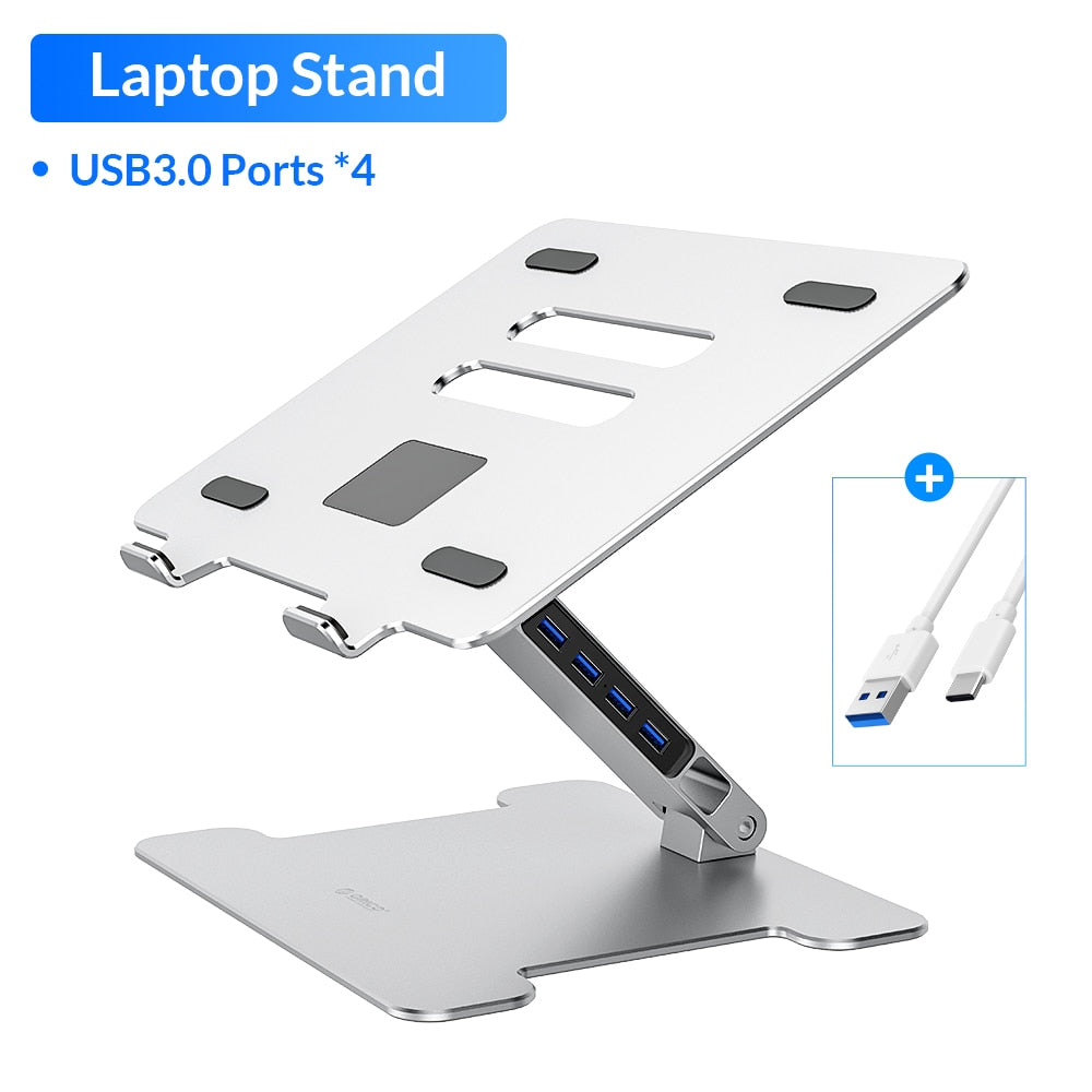 ORICO 4 Port USB3.0 Foldable Laptop Stand Aluminum Notebook Riser Desktop Laptop Cooling Stand for MacBook Dell