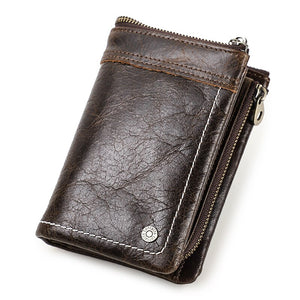 CRAZY HORSE Crackle Oil Genuine Leather Short Bifold Stylish Wallet High Quality Genuine Leather Wallet For Travel Documents/Credit Cards/Driver's Licence/Money