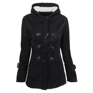 Ladies Fashion Quintessentially British Duffle Coat with Hood, Shearling Style Lining and Toggle Fasteners - Just The Thing To Keep You Warm Whilst Looking Good