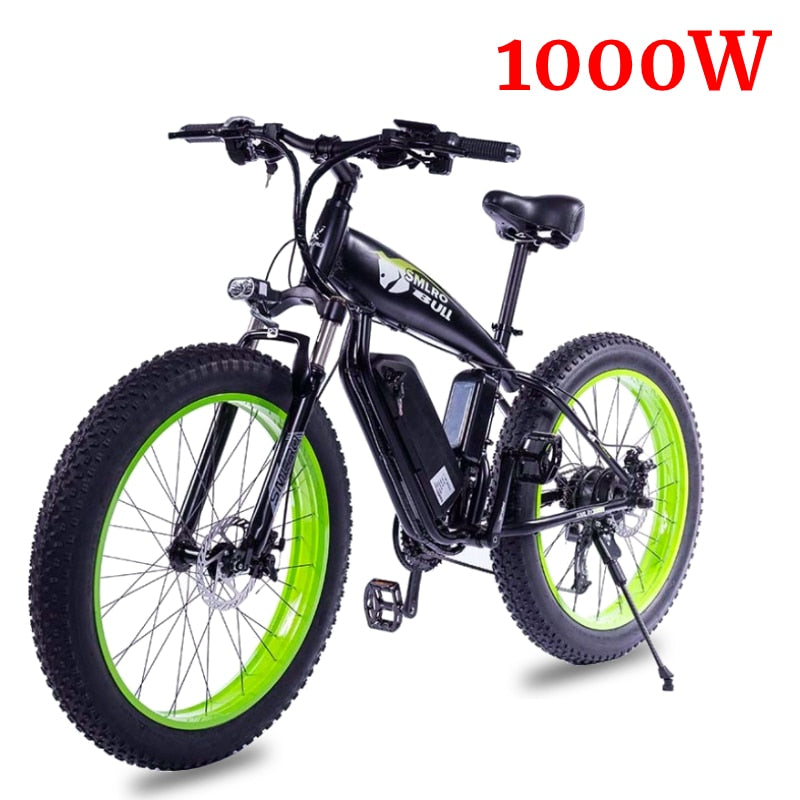 Electric Bicycle 1000 W Ebike 500 W 15A Battery 4.0 Fat Tire Snow Beach Cruiser Aluminum Alloy Mountain Bike 26 Inches