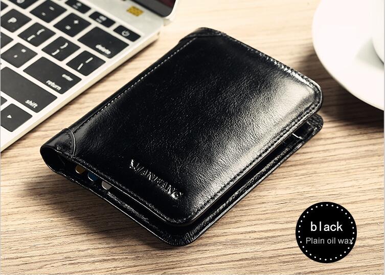 ManBang High Quality Classic American/European Style Wallet  High Quality Genuine Leather Mens Wallet RFID Blocking For Passport/Credit Cards/Slim Cell Phone/Driver's Licence/Money