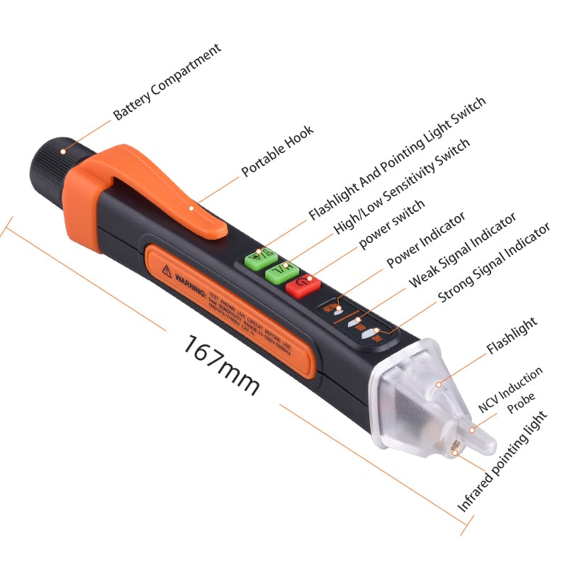 Non Contact Voltage Tester 48-1000V AC Voltage Detector Pen Circuit Tester Electric Indicator Wall Tool With Flashlight Beeper