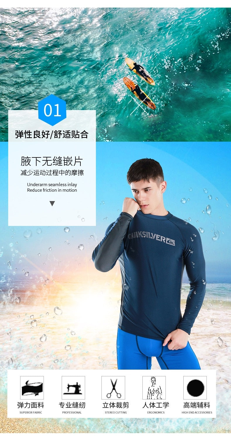 M-6XL UV Protection Lycra Rashguard Men Long Sleeve Swimsuit Swim Rash Guard Quick Dry Surf Driving T Shirt For Swimming 6XL