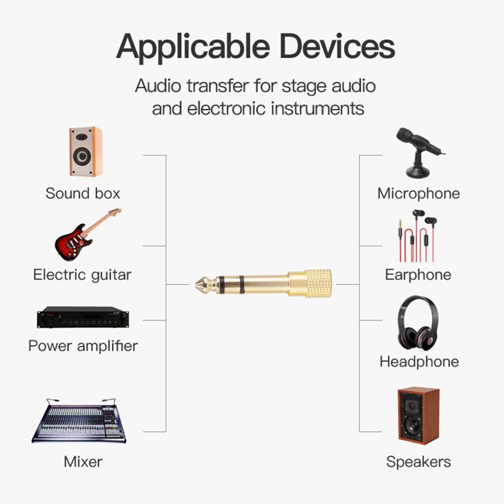 4pcs/set 3.5mm to 6.5mm 6.35mm Male to Feamle Audio Cable Adapter 6.5 6.35 Plug 3.5 Jack Stereo AUX Converter Amplifier Free