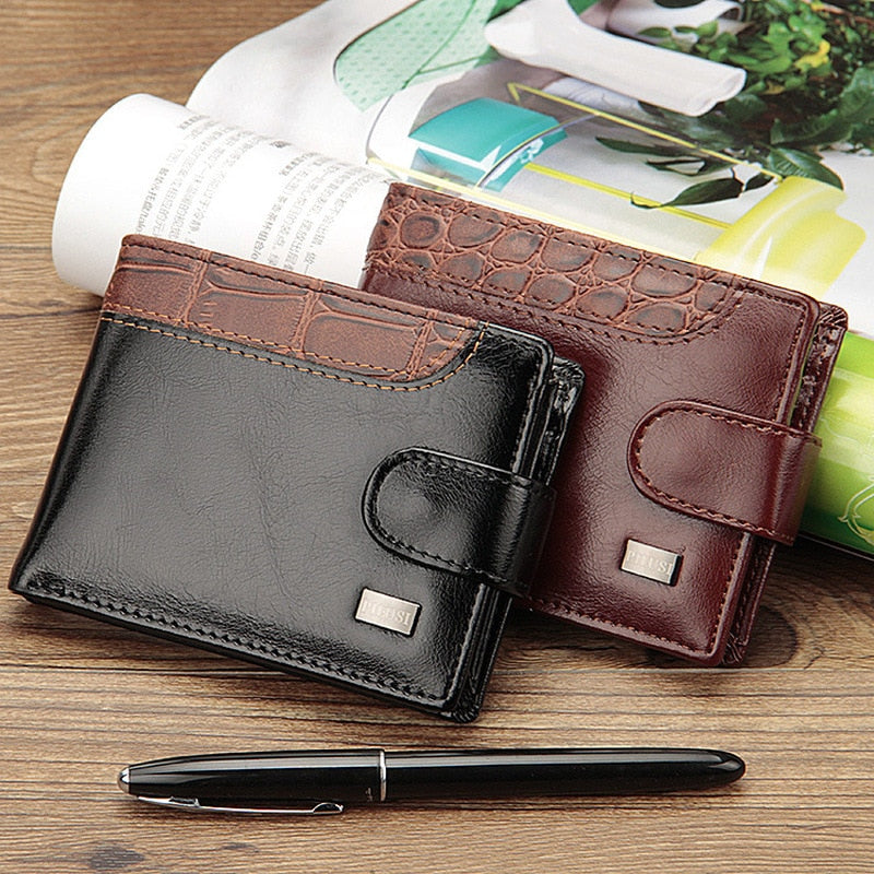 New SHORT STYLE Wallet Patchwork Leather design Trifold Wallet with Coin Pocket and Card Holder