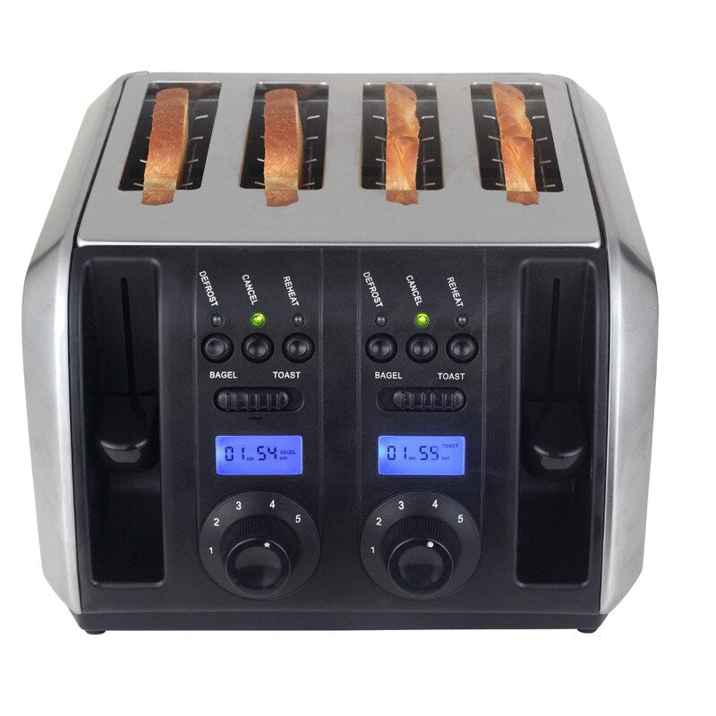 Stainless Steel Bread Baking Oven Machine Single/Double Bread Side Electric Toaster Automatic Breakfast Toast Sandwich Maker EF