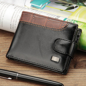 New SHORT STYLE Wallet Patchwork Leather design Trifold Wallet with Coin Pocket and Card Holder