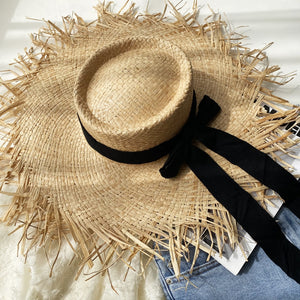 ISLAND GIRL 100% Natural Hand Woven Raffia Women's Straw Wide Floppy Brim Sun/Beach Hat