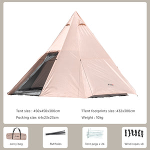 BSWolf Large Pyramid Tent Ultralight  Camping tent Large Outdoor Teepee Indian Pyramid Tent 5-8 Person