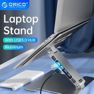 ORICO 4 Port USB3.0 Foldable Laptop Stand Aluminum Notebook Riser Desktop Laptop Cooling Stand for MacBook Dell