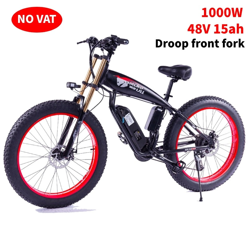 Electric Bicycle 1000 W Ebike 500 W 15A Battery 4.0 Fat Tire Snow Beach Cruiser Aluminum Alloy Mountain Bike 26 Inches