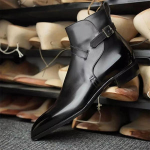 New Martin Boots Men Boots PU Solid Color Classic Fashion Business Casual Street Party Yuppie Buckle Elegant Ankle Boots CP032