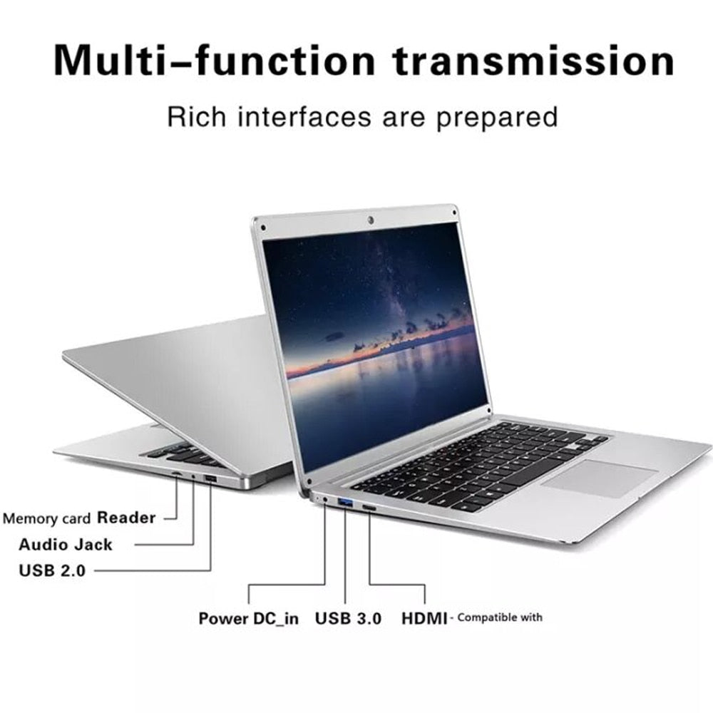 Cheap Intel Student Laptop 13.5-inch Laptop Windows 10 6GB LPDDR3 128GB 256GB  SATA SSD Small Portable Notebook Mini Game Laptop