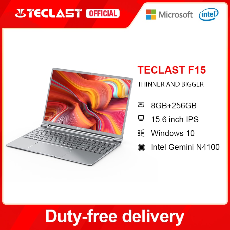 Teclast F15 15.6 inch 1920x1080 FHD Windows 10 Laptop Intel Gemini Lake N4100 8GB RAM 256GB SSD Notebook Backlit Keyboard