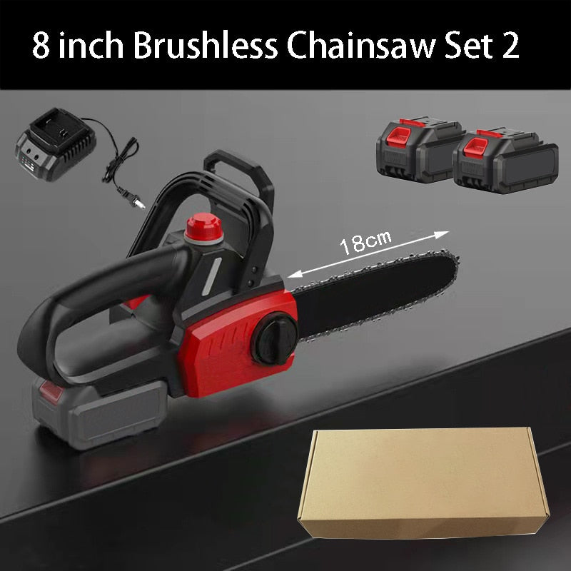 1800W Cordless Brushless Chainsaw with Removable Lithium Battery