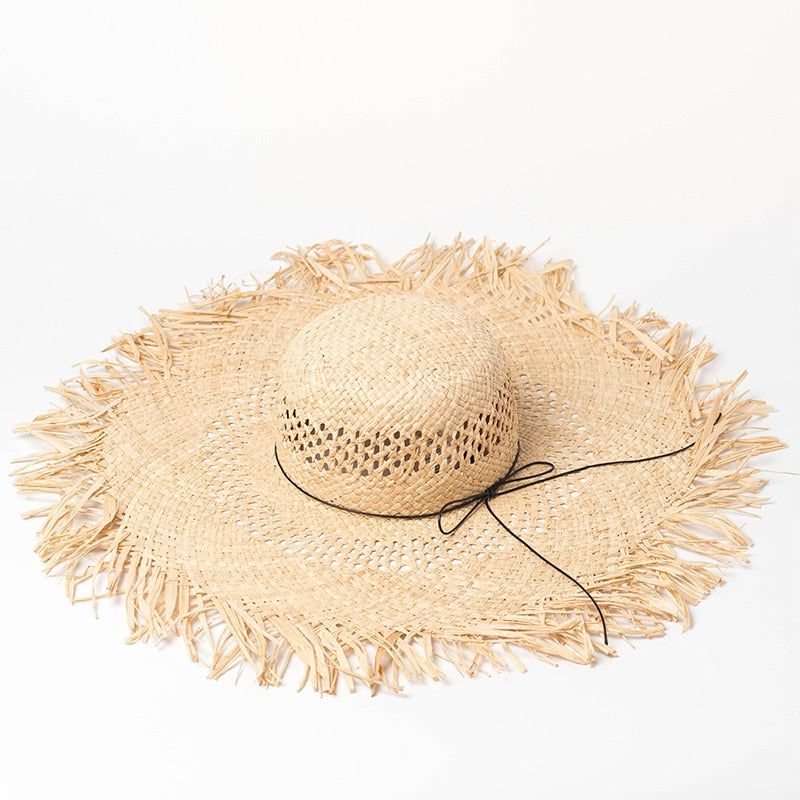 ISLAND GIRL 100% Natural Hand Woven Raffia Women's Straw Wide Floppy Brim Sun/Beach Hat