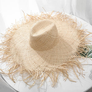 ISLAND GIRL 100% Natural Hand Woven Raffia Women's Straw Wide Floppy Brim Sun/Beach Hat