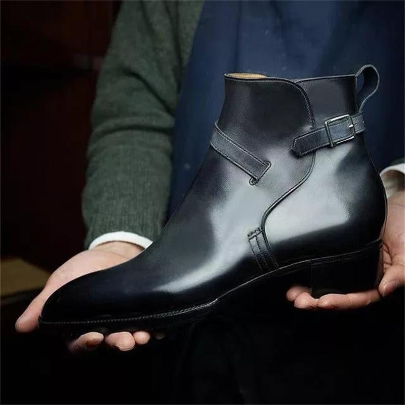 New Martin Boots Men Boots PU Solid Color Classic Fashion Business Casual Street Party Yuppie Buckle Elegant Ankle Boots CP032