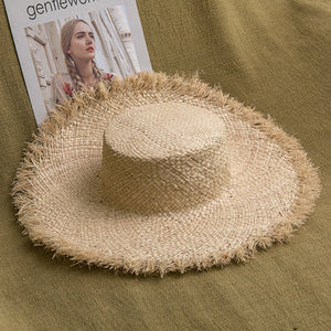 ISLAND GIRL 100% Natural Hand Woven Raffia Women's Straw Wide Floppy Brim Sun/Beach Hat