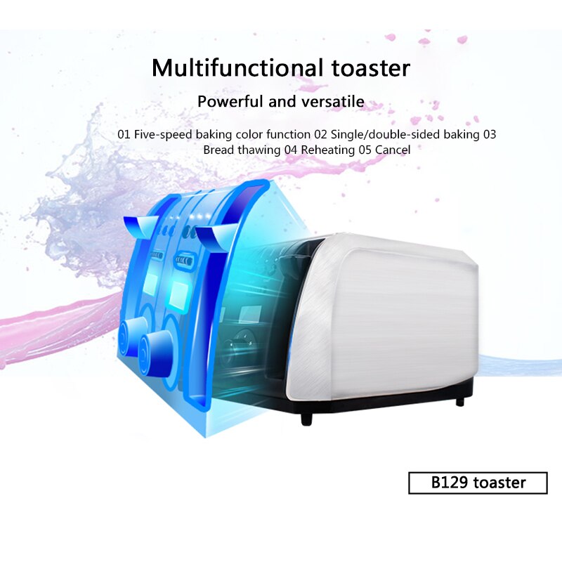 Stainless Steel Bread Baking Oven Machine Single/Double Bread Side Electric Toaster Automatic Breakfast Toast Sandwich Maker EF