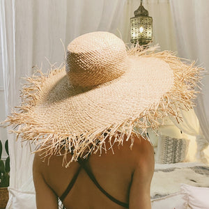 ISLAND GIRL 100% Natural Hand Woven Raffia Women's Straw Wide Floppy Brim Sun/Beach Hat