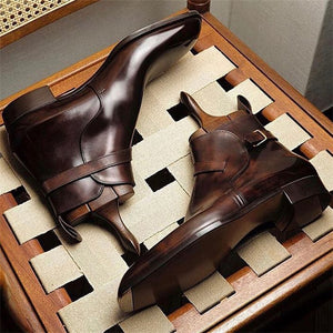 New Martin Boots Men Boots PU Solid Color Classic Fashion Business Casual Street Party Yuppie Buckle Elegant Ankle Boots CP032