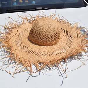 ISLAND GIRL 100% Natural Hand Woven Raffia Women's Straw Wide Floppy Brim Sun/Beach Hat