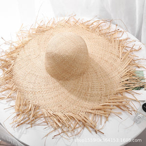 ISLAND GIRL 100% Natural Hand Woven Raffia Women's Straw Wide Floppy Brim Sun/Beach Hat